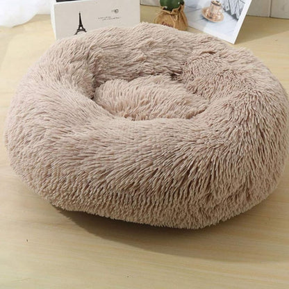 Round Plush Bed - Brown