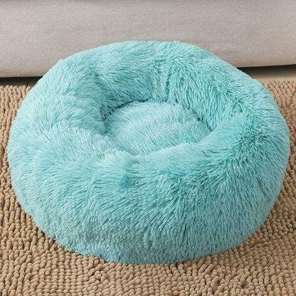 Round Plush Bed - Blue