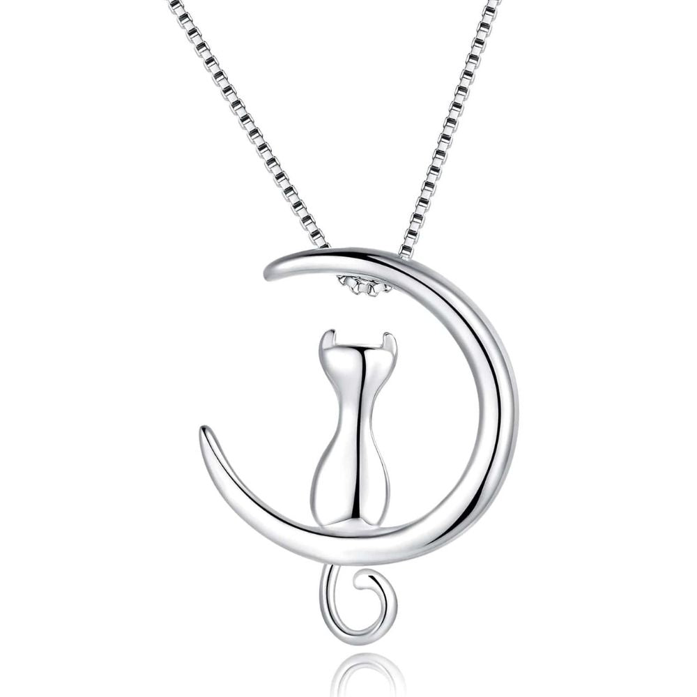 Cute Necklace Set - Cat on the Moon