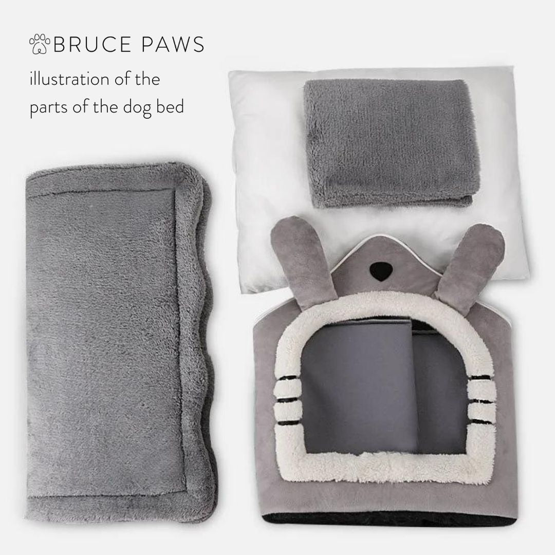 Plush Foldable House - Gray Fluff + Free Blanket