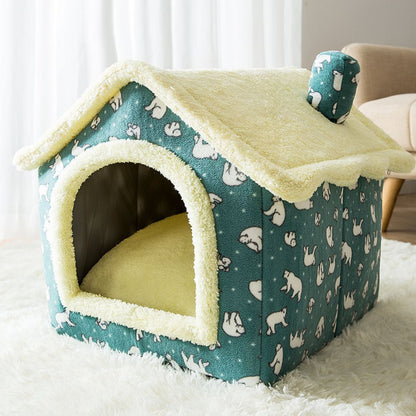 Plush Foldable House - Green Bear + Free Blanket