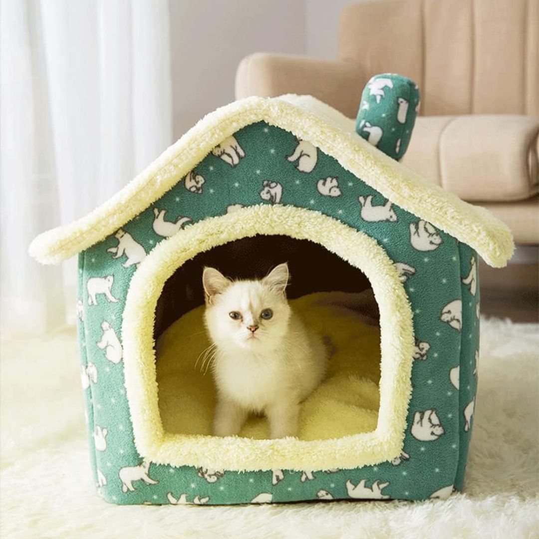 Plush Foldable House - Green Bear + Free Blanket