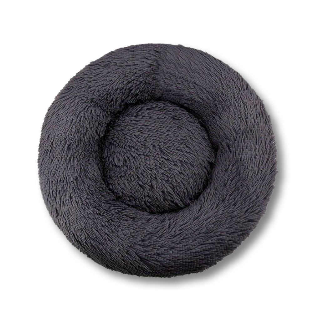 Round Plush Bed - Black / Gray