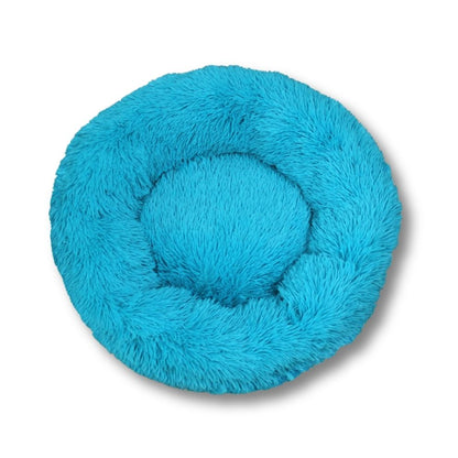 Round Plush Bed - Blue