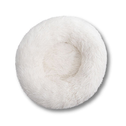 Round Plush Bed - White / Beige