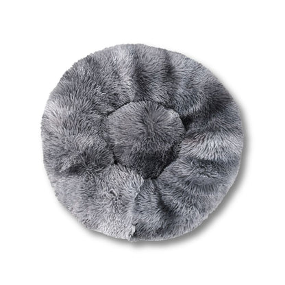 Round Plush Bed - Black / Gray