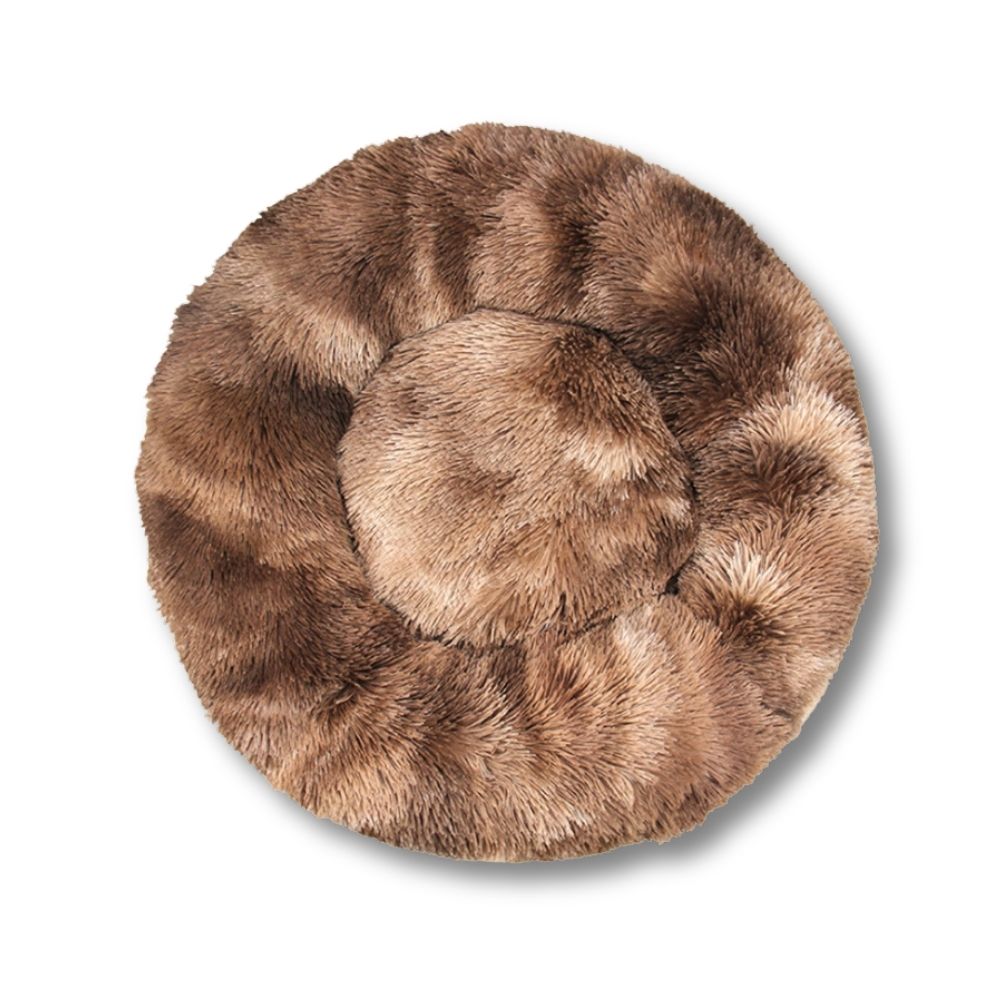 Round Plush Bed - Brown