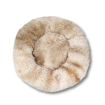 Round Plush Bed - White / Beige