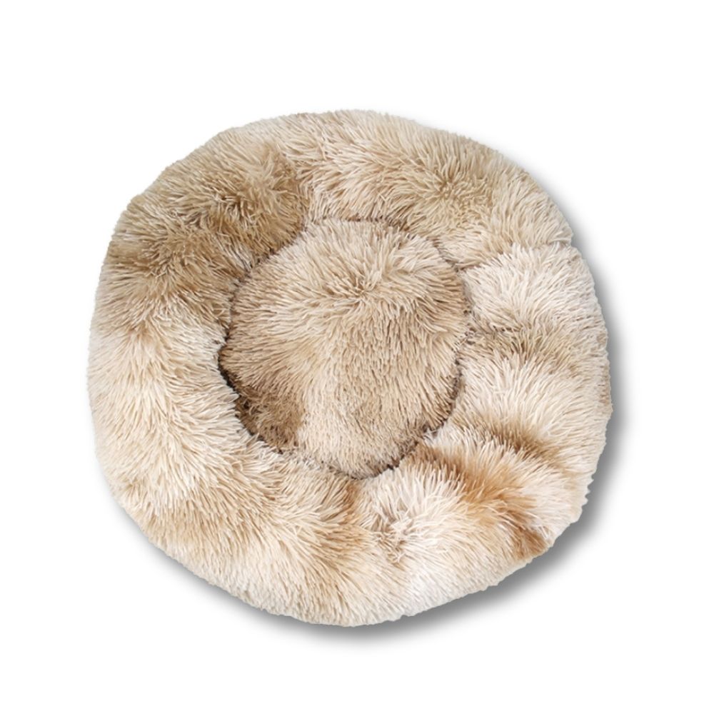 Round Plush Bed - Brown