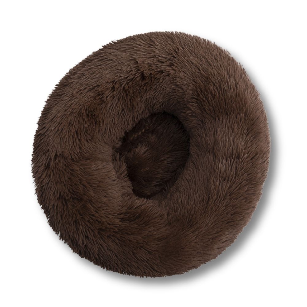 Round Plush Bed - Brown