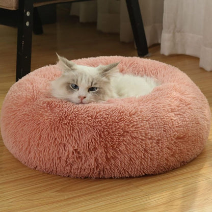 Round Plush Bed - Pink