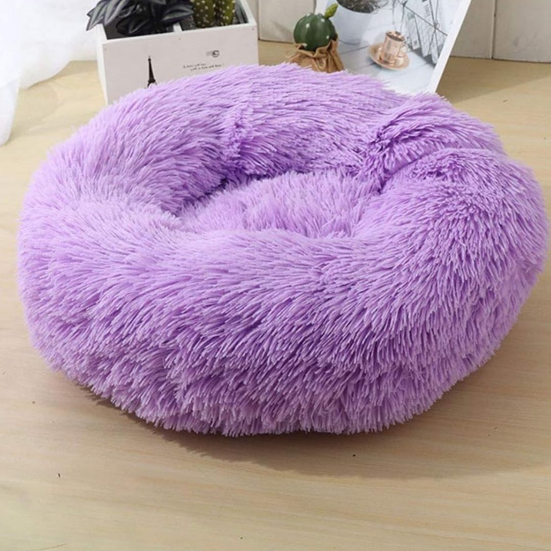 Round Plush Bed - Purple