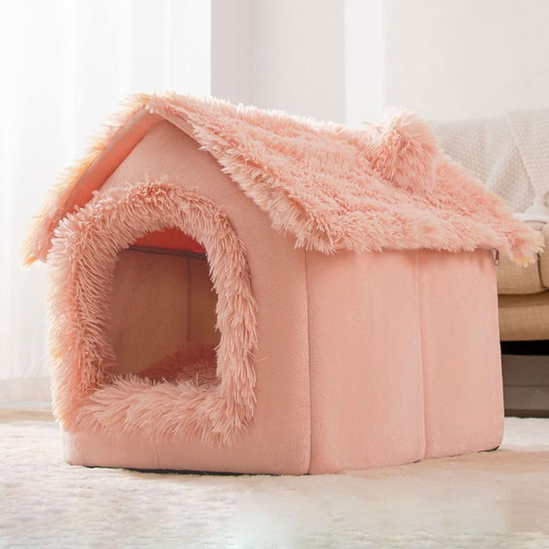 Plush Foldable House - Pink Fluff