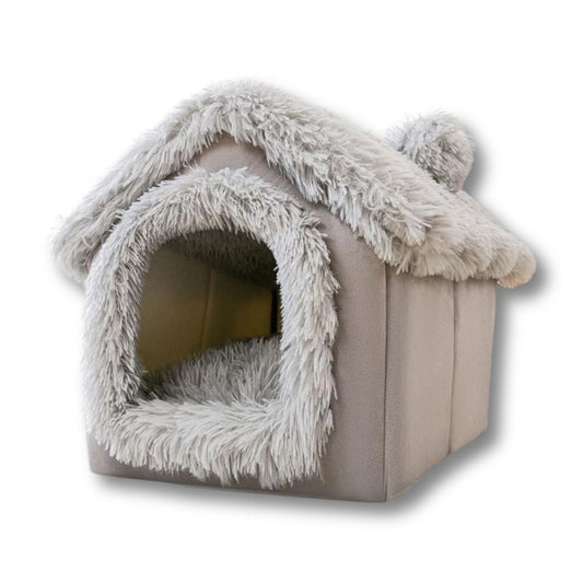 Plush Foldable House - Gray Fluff + Free Blanket